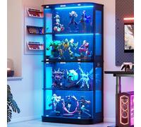 MSFE Vitrine en Verre avec LED, Vitrine pour Collection avec Capteur Intelligent, 4 Couches Multifonction en Verre Debout,Armoir de Vitrine Moderne,Armoire de Salon, 170x80x40cm