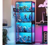 MSFE Vitrine en Verre avec LED, Vitrine pour Collection avec Capteur Intelligent, 4 Couches Multifonction en Verre Debout,Armoir Moderne, Armoire de Salon, Capacité de Charge par Couche: 15 kg