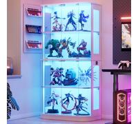 MSFE Vitrine en Verre avec LED, Vitrine pour Collection avec Capteur Intelligent, 4 Couches Multifonction en Verre Debout,Armoir de Vitrine Moderne,Armoire de Salon, 170x80x40cm,Blanc