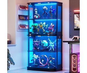 MSFE Vitrine en Verre avec LED, Vitrine pour Collection avec Capteur Intelligent, 4 Couches Multifonction en Verre Debout,Armoir de Vitrine Moderne,Armoire de Salon, 170x80x40cm