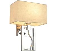 MSGIRVLZL Applique Murale Chromée Moderne Du Milieu Du Siècle, Abat-Jour Carré En Tissu, Col de Cygne Flexible, Applique Murale de Lecture À Led Avec Interrupteur Marche/Arrêt, Lampe Murale Pour Chamb