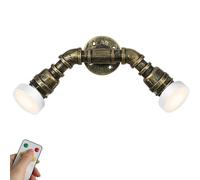 MSGIRVLZL Applique Murale de Chambre À Coucher À 2 Lumières À Piles, Ampoule Led À Intensité Variable, Télécommande, Applique Murale Pour Salon, Tube Steampunk, Conduite D'Eau, Lampe Murale Rechargeab