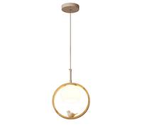 MSGIRVLZL Lampe Suspendue À Anneau En Bois, Lampe Suspendue En Rondins Avec Abat-Jour Boule de Verre, Lustre Décoratif En Forme D'Oiseau Pour Chambre D'Enfant, Luminaire E27, Lampes À Suspension Simpl