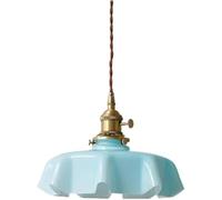 MSGIRVLZL Lampe Suspendue Moderne En Verre Vert Avec Interrupteur, Lampe Suspendue Au Plafond À Fleurs Françaises, Luminaire Vintage Du Milieu Du Siècle, Lustre En Laiton Antique Pour Chambre À Couche