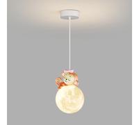 MSGIRVLZL Lampe Suspendue Planet Avec Kit de Décoration de Poupée de Dessin Animé, Lampe Suspendue Pour Chambre D'Enfant, Lampes de Chevet Sphériques, Lustre D'Éclairage de Chambre Simple, Lampes Led