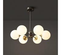 MSGIRVLZL Lustre Spoutnik Moderne À 12 Lumières Du Milieu Du Siècle, Noir Et Or Brossé, Plafonnier Spoutnik Vintage En Verre de Lait, Luminaires Suspendus Pour Salle À Manger, Salon, Cuisine, Îlot de