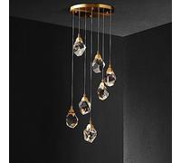MSGIRVLZL Lustre Suspendu En Cristal À 5 Lumières, Lustre Moderne En Grappe Pour Hall D'Entrée, Lustre Suspendu Rond À Led Doré Vintage Pour Salle À Manger, Chambre À Coucher, Cuisine, Îlot, Cage D'