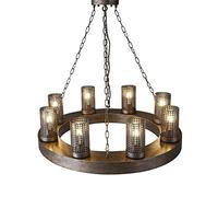 MSGIRVLZL Nordic Loft Style Industriel Rétro Suspension Nostalgique Roue 8 Tête Lustre 3W Rond Led Lustre Restaurant Carte Siège Salle Privée Personnalité Créative Fer Lampe Dispositif D’Éclairage