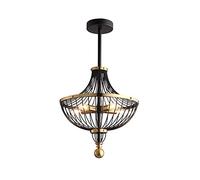 MSGIRVLZL Plafonnier En Forme de Parapluie En Fer Forgé Restaurant Suspension E14 Nordic Creative Noir Métal Fil Cage Pendentif, 5 Têtes Moderne Restaurant Bar Club Lustre Décoratif Lustre Lumière de