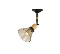 MSGIRVLZL Plafonnier Led En Fer Forgé Simple Européen Et Américain 60W Plafonnier En Bois E27 / E 26 Spot En Verre Torsadé Salon Chambre Salle À Manger Magasin de Vêtements Lustre Lumière de Montage (