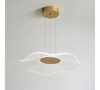 MSGIRVLZL Suspension Créative Feuille de Lotus Dorée, Suspension En Métal Avec Abat-Jour En Acrylique Irrégulier, Lumières de Salle À Manger À Led Simples, Lustres D'Îlot de Cuisine Modernes À Gradati
