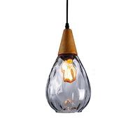 MSGIRVLZL Suspension En Bois Créative Avec Abat-Jour En Verre À Motif D'Eau, Mini Lustres de Chevet En Forme de Goutte, Luminaire E27, Lampes Suspendues Industrielles Simples Pour Couloir, Chambre À C