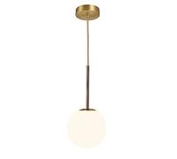 MSGIRVLZL Suspension Médiévale En Laiton Avec Abat-Jour Boule de Verre Blanc, Suspension de Chevet Chambre Industrielle, Prise E27, Lampes Suspendues Globe Minimalistes Pour Salle À Manger, Îlot de Cu