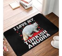 MSHEEFG Drôle J'aime Mon Angora Turc Valentine Cat Lover Paillasson Tapis De Bain Antidérapants Tapis D'entrée De La Maison Tapis De Cuisine Couloir Repose-Pieds 40 * 60 CM