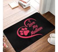 MSHEEFG J'adore Mon Maltais, Paillasson pour Chien Maltais Antidérapant Super Absorbant Tapis De Sol De Salle De Bain D'entrée De Maison Cuisine 40 * 60 CM