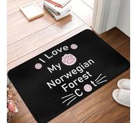 MSHEEFG J'adore Mon Paillasson De Chat De La forêt Norvégienne Tapis De Sol De Salle De Bain Antidérapants Tapis D'entrée De La Maison Tapis De Chambre À Coucher Tapis De Couloir 40 * 60 CM