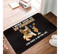MSHEEFG Je Travaille Dur pour Que Mon Français Puisse Avoir Une Vie Meilleure Paillasson Tapis De Bain Antidérapants Tapis D'entrée De La Maison Tapis De Cuisine Coussinet De Couloir 40 * 60 CM