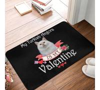 MSHEEFG Mon Chat Angora Turc Est Mon Paillasson De La Saint-Valentin Tapis De Bain Super Absorbant Antidérapant Tapis D'entrée De La Maison Cuisine Coussin Pied Couloir 40 * 60 CM