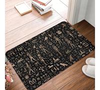 MSHEEFG Tapis Antidérapant en Flanelle Dieux Et Hiéroglyphes Égyptiens Antiques Tapis De Paillasson Noir Et Or pour Tapis De Coussin De Pied D'entrée À La Maison 40 * 60 CM