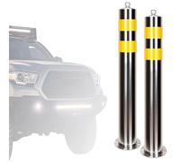 MSHGSKU Bornes de sécurité pour barrières de stationnement en Acier Inoxydable, Lot de 2, diamètre de 114 mm, avec Film réfléchissant Jaune pour Le contrôle de la Circulation, barrière d'a