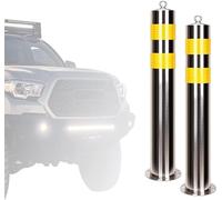 MSHGSKU Bornes de sécurité pour barrières de stationnement en Acier Inoxydable, Lot de 2, diamètre de 114 mm, avec Film réfléchissant Jaune pour contrôle de la Circulation, barrière d'allé