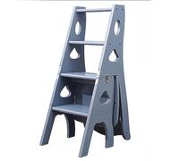 MSHGSKU Échelle de bibliothèque Pliante 3 en 1 en Bois, Tabouret Multifonction avec étagère intégrée, Robuste, supportant jusqu'à 150 kg, Design Gris étoilé, Gain de Place.