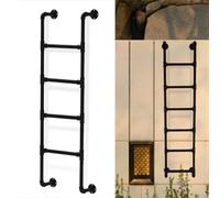 MSHGSKU Échelle de Grenier Murale Noire pour lit superposé, échelle de Secours en métal et Fer, 100 cm à 300 cm, échelle de sécurité Robuste pour Grenier, Camion, Bateau, Charge 150 kg/330