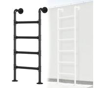 MSHGSKU Échelle de Secours Murale en Fer pour sous-Sol et Grenier, escabeau en métal de 3,3 à 9,8 Pieds pour Lits Hauts, Lits superposés, terrasses et Camping-Cars - Noir (2,9 m)