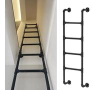 MSHGSKU Échelle de Secours Noire en Fer forgé pour sous-Sol, échelle de Secours Anti-Incendie, échelle Murale en métal pour Lits superposés, dortoir, bibliothèque, entrepôt (100 cm/39 po)