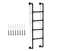 MSHGSKU Échelle de Secours pour puits de fenêtre, capacité de Charge de 150 kg, échelle de lit Mezzanine en métal Noir, Tube Rond en Fer, échelle Murale pour lit superposé, échelle d'escal