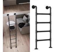 MSHGSKU Échelle de Secours pour puits de fenêtre, échelle de lit Mezzanine en métal Noir, échelle de lit superposé Murale en Tube Rond en Fer, échelles d'escalade intérieures et extérieure