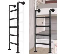 MSHGSKU Échelle de Sortie de puits de fenêtre de sous-Sol Échelle de Secours, échelle Murale en Tube Rond en Acier Noir en métal pour loft de Maison Échelle de Sortie d'entrée de Hauteur d