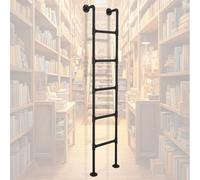 MSHGSKU Échelle de sous-Sol Noire pour puits de fenêtre, escabeau Mural en Tube Rond en Acier métallique pour Grenier, bibliothèque, échelle d'escalade, échelle de Secours/échelle pour lit