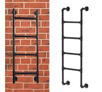 MSHGSKU Échelle d'escalade en Fer forgé 3 à 8 échelons, Fixation Murale, pour Grenier, sous-Sol, fenêtre, puits, échelle de Sortie, échelle intérieure Noire pour Lits superposés, échelle d