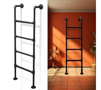 MSHGSKU Échelle Murale en métal Noir pour lit Mezzanine, escalier de Secours pour puits de fenêtre, échelle Industrielle en Tube Rond de Fer pour lit superposé, échelles d'escalade intérie