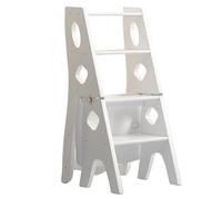 MSHGSKU Échelle Pliante à 4 Niveaux en Bois Massif, Convertible en étagère multifonctionnelle 3 en 1 pour bibliothèque, étagère en Bois pour la décoration de la Maison et du Bureau (Marron