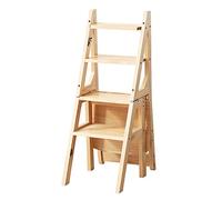 MSHGSKU Échelle Pliante en Bois à 4 marches, Chaise multifonctionnelle pour Cuisine et Bureau, Couleur Noire, étagère, Tabouret, étagère de bibliothèque Pliable.