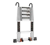 MSHGSKU Échelle télescopique Pliable en Aluminium avec stabilisateur et Roues - Conception Portable antidérapante, Robuste, idéale pour Une Utilisation en intérieur et en extérieur, compre