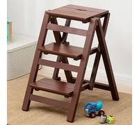 MSHGSKU Escabeau-escabeau Pliant Multifonctionnel en Bois Massif - 2/3/4 marches, Structure en A, pour Adultes, Utilisation intérieure, Chaise de comptoir, échelle compacte pour la Maison