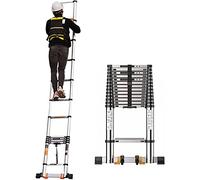 MSHGSKU Escabeau télescopique Extra Large de 7 cm avec pédales, Hauteur de 5 m (16,4 pi), sur roulettes, idéal pour accéder aux combles des bâtiments - Robuste et Portable