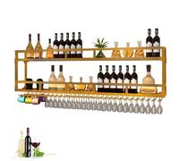 MSHGSKU Étagère à Bouteilles de vin Murale en métal avec éclairage LED et Support pour Verres Étagère de Bar de Cuisine élégante pour la Maison et Le Restaurant Mini-Bar Flottant pour Bout