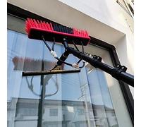 MSHGSKU Kit de Nettoyage de vitres Teles 3,7 11 m • Brosse et raclette alimentées en Eau pour Panneaux solaires, vérandas en Hauteur et toitures jusqu'à 9,1 m • Solution de Nettoyage Efficace et pol