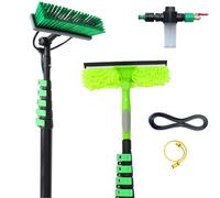 MSHGSKU Kit de Nettoyage télescopique de 6 m avec Brosse à Eau en Caoutchouc, Distributeur de Savon et Tuyau de 12 m pour Panneaux solaires et toitures - Solution de Nettoyage extérieur Efficace