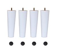 MSHGSKU Lot de 4 Pieds de Meubles en Bois Massif, Pieds de Chaise, de Table, avec boulons M8, Pieds de canapé Coniques de Remplacement pour lit, Armoire, canapé, Blanc (6 cm/2,4 po)