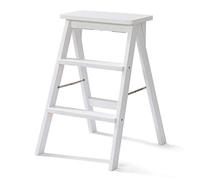 MSHGSKU Marchepied, Repose-Pieds Pliant, marchepied 3 marches, Tabouret/Chaise Pliante Portable Moderne avec marches antidérapantes et multifonctionnelles, 40 x 20 x 64 cm, Blanc/Hybride (