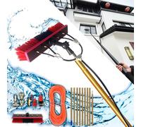 MSHGSKU Perche de Nettoyage de vitres Teles avec raccord de Tuyau, Panneau Solaire, Ensemble de brosses Exteon et Conserva pour camions, Bateaux et Voitures - Outil de Nettoyage Efficace