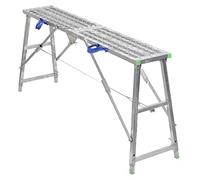 MSHGSKU Plateforme de Travail Pliable et Portable avec échelle escamotable, Hauteur réglable, Acier galvanisé soudé, 180 cm