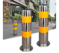 MSHGSKU Poteaux de sécurité pour allées, poteaux de sécurité en Acier Inoxydable, poteaux de sécurité avec Bande réfléchissante, borne métallique de 114 mm de Large, barrière de stationnem