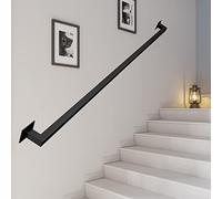 MSHGSKU Rampe d'escalier de 1 à 20 Pieds avec Support Mural, Rampe d'escalier en Tube carré Industriel en Acier galvanisé, Rampe d'escalier pour terrasse intérieure et extérieure, Mat, NOI