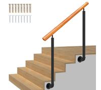MSHGSKU Rampe d'escalier intérieure, Rampe d'escalier Industrielle pour marches intérieures et extérieures, kit de rampes à Montage latéral avec 2 poteaux réglables en Fer forgé Noir (Haut